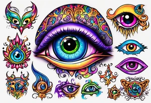 Lisa frank evil eye tattoo idea
