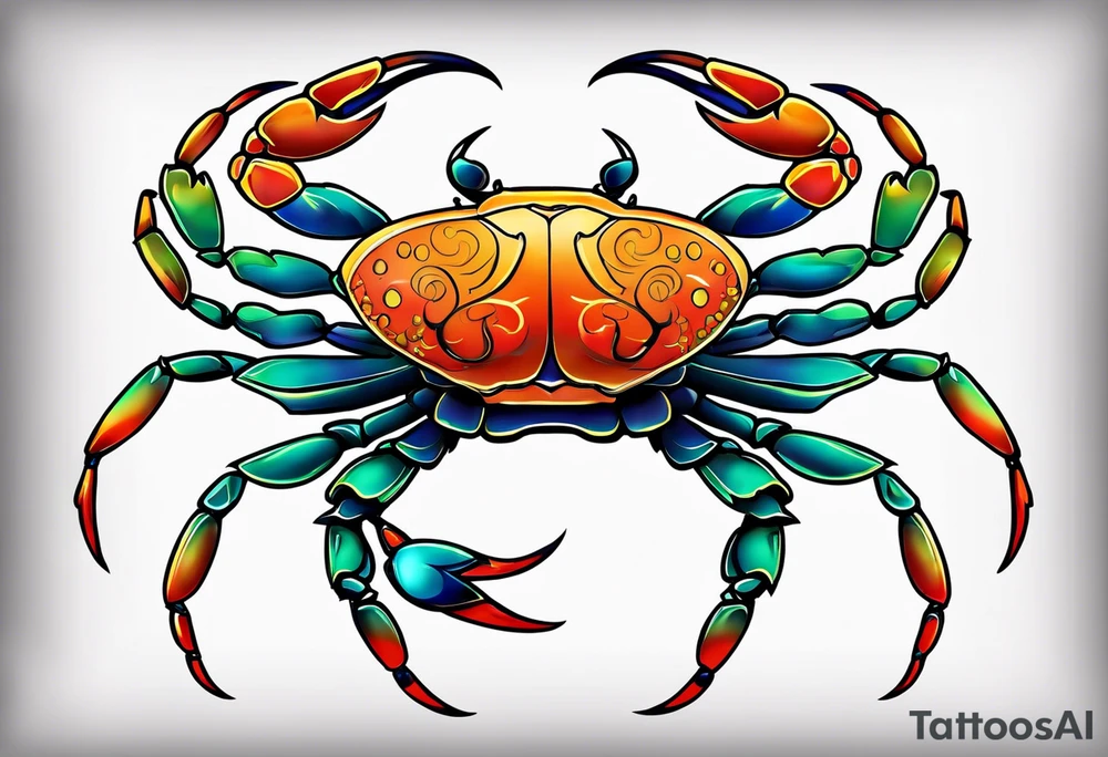 Flowers zodiac crab cancer tattoo idea