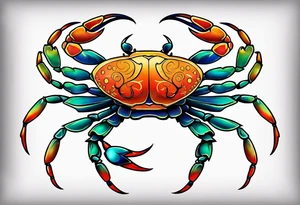 Flowers zodiac crab cancer tattoo idea