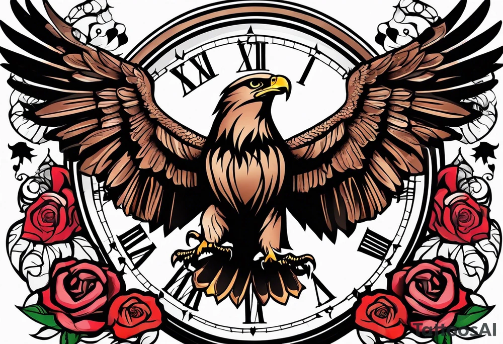 eagle, rose, clock , love tattoo idea