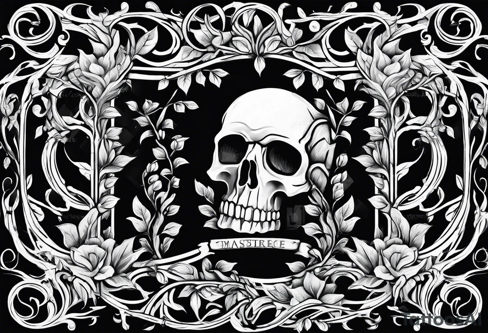 Leafy vines with tombstone tattoo idea