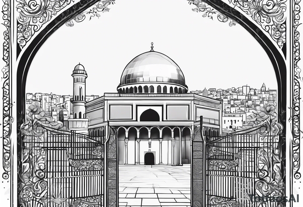 israel city vector gate 
swirl 
 vignette tattoo idea