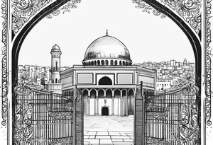 israel city vector gate 
swirl 
 vignette tattoo idea