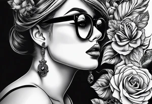 Life finds a way saying add glasses to woman tattoo idea
