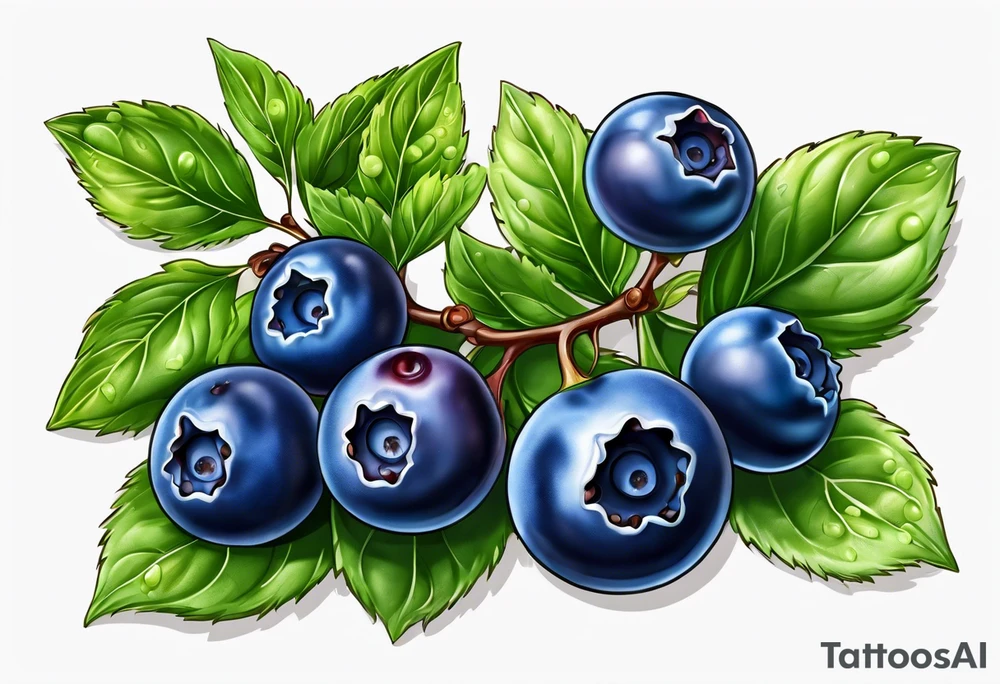 3 blueberries with a single leaf tattoo idea