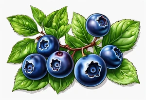 3 blueberries with a single leaf tattoo idea
