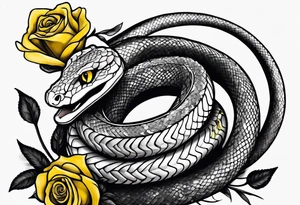 snake wrapped around a sword with a yellow rose tattoo idea