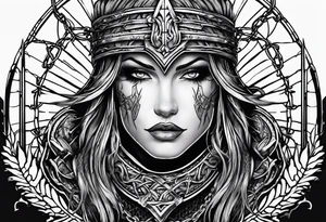 Valhalla sword shield barb wire chain tattoo idea