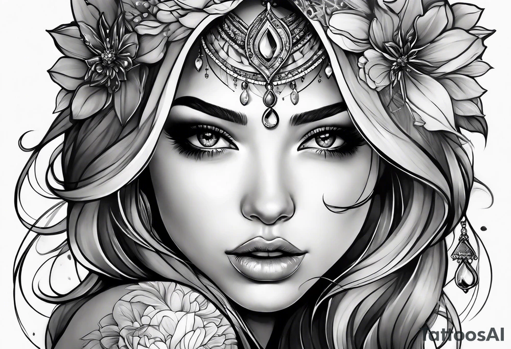 girl making a wish with tears in her eyes tattoo idea