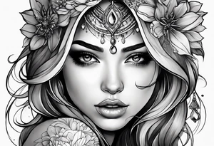 girl making a wish with tears in her eyes tattoo idea