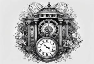 Combine elements representing time and travel. Use the words “I will follow you into the dark”. tattoo idea