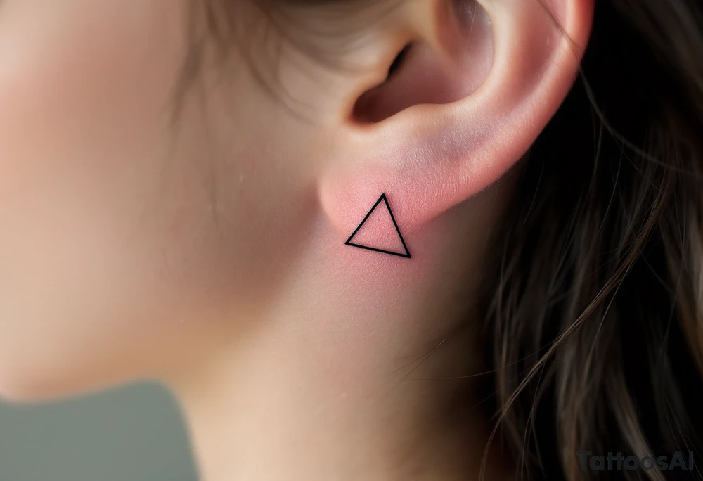 Three pink ink dots placed behind the ear in a triangle, inspired by celestial navigation and guidance. tattoo idea