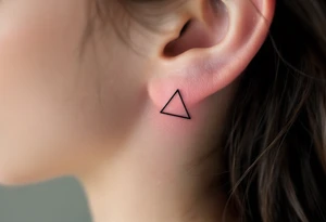 Three pink ink dots placed behind the ear in a triangle, inspired by celestial navigation and guidance. tattoo idea