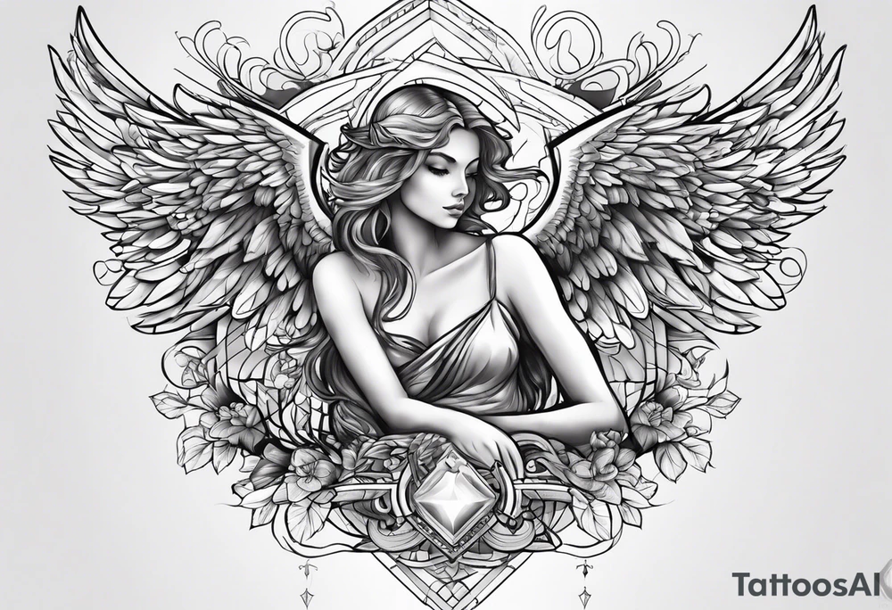 Name David with angel tattoo idea