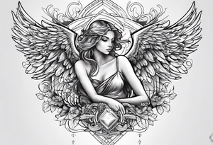 Name David with angel tattoo idea