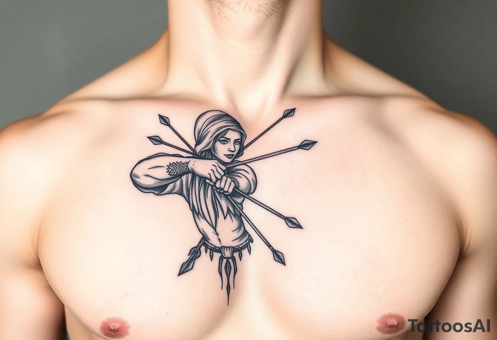 archer with arrows tattoo idea
