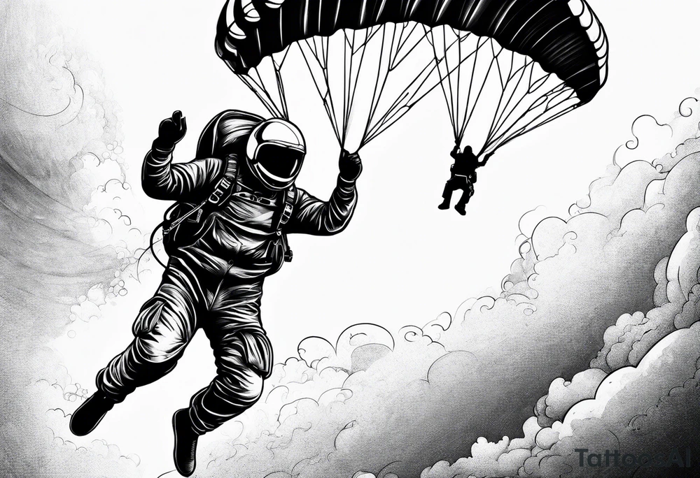 Skydiver with parachute tattoo idea