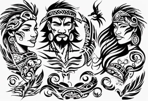 Hawaiian tribal tattoo describing a fathers love for his wife and son tattoo idea