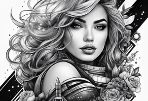 Girl sitting on a rocket tattoo idea