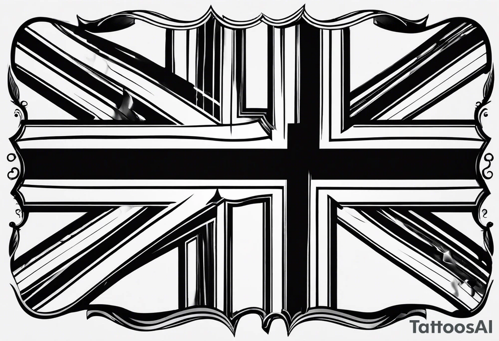 union jack key leaves tattoo idea