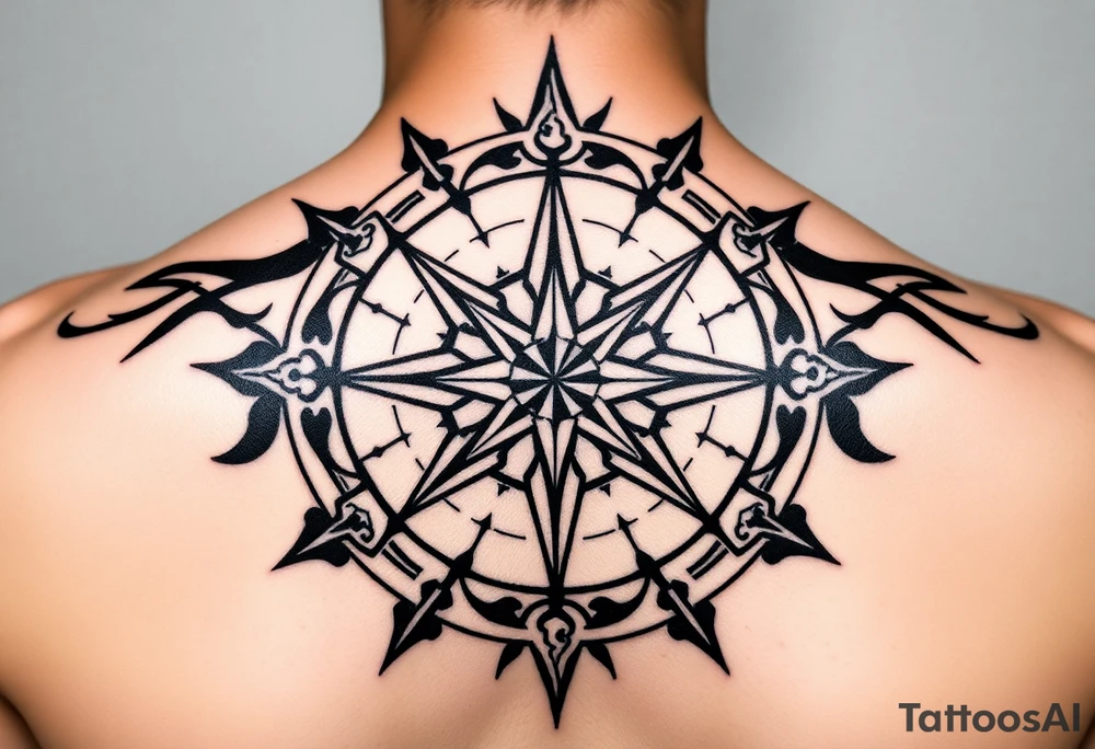 Double layered Compass rose tattoo idea