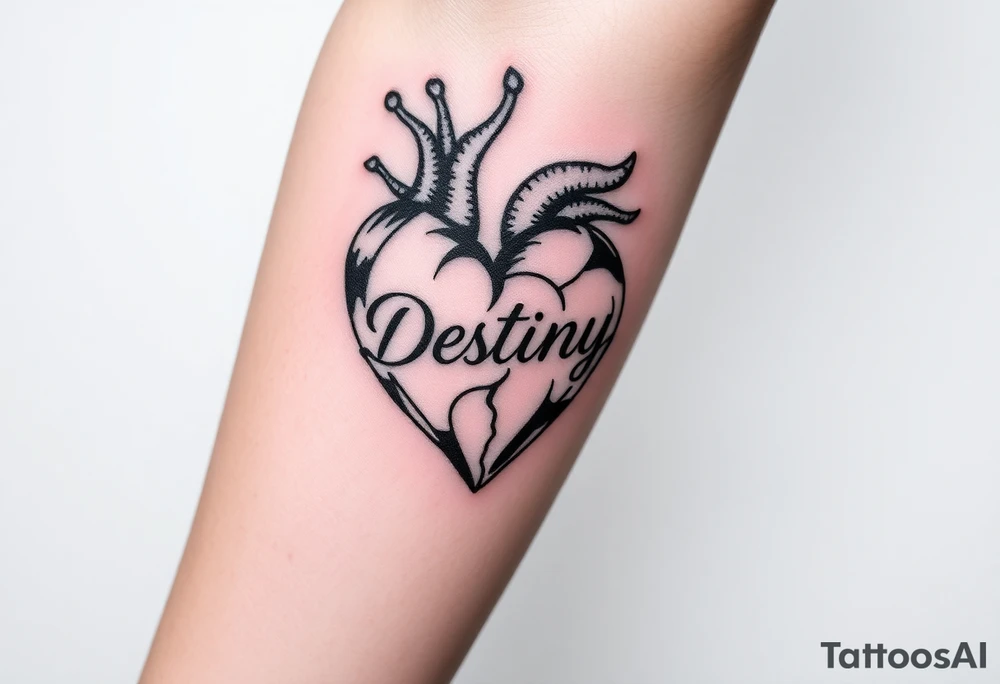 broken heart with destiny’s name tattoo idea