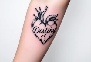 broken heart with destiny’s name tattoo idea