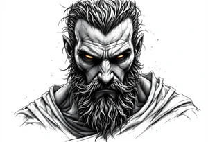 Hades forward facing stone portrait Greek mythology tattoo idea