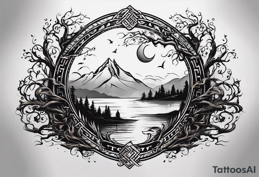 tattoo for the back: in a line, there is a tree with the roots like stairs, where a dragon is coming up, as well somewhere there are some wings, and the words "One day at a time" with the date 4.14.24 tattoo idea