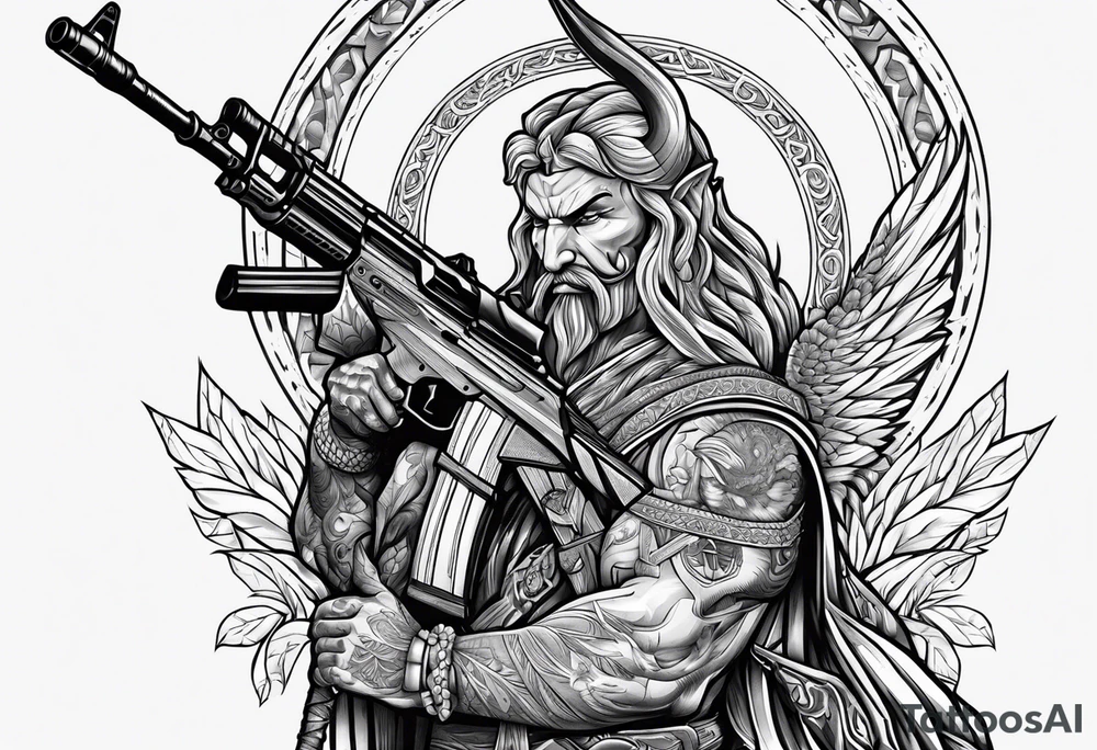 Satan and AK-47's tattoo idea