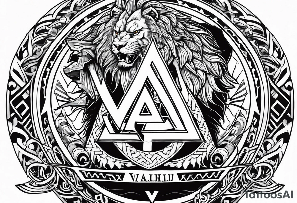 Valhalla shield sword valknut lion dragon tattoo idea