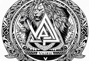 Valhalla shield sword valknut lion dragon tattoo idea