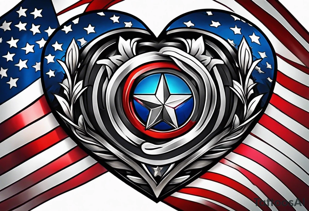 American flag in heart tattoo idea