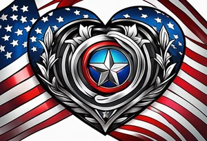 American flag in heart tattoo idea