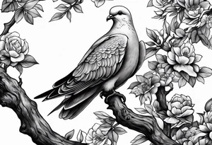 Dove sitting on a branch with an eagle flying tattoo idea