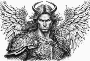 Angel warrior killing the devil tattoo idea