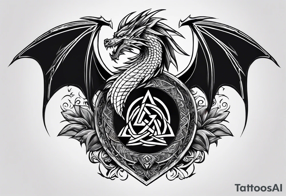 Valhalla sword shield dragon axe Valknut tribal tattoo idea Valhalla sword shield dragon axe Valknut tribal tattoo idea