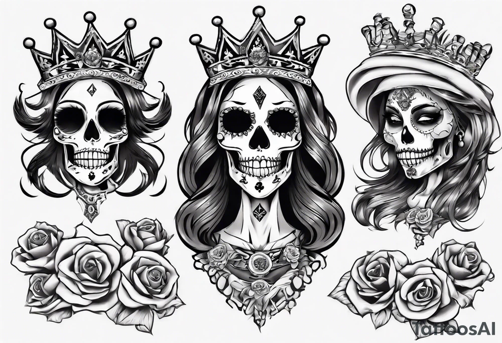 santa la muerta with money and crown
on the card tattoo idea