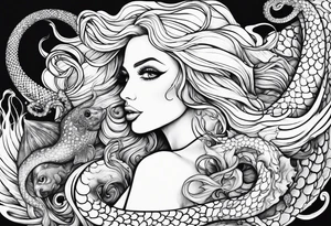 Blond mermaid with giant octopus tattoo idea