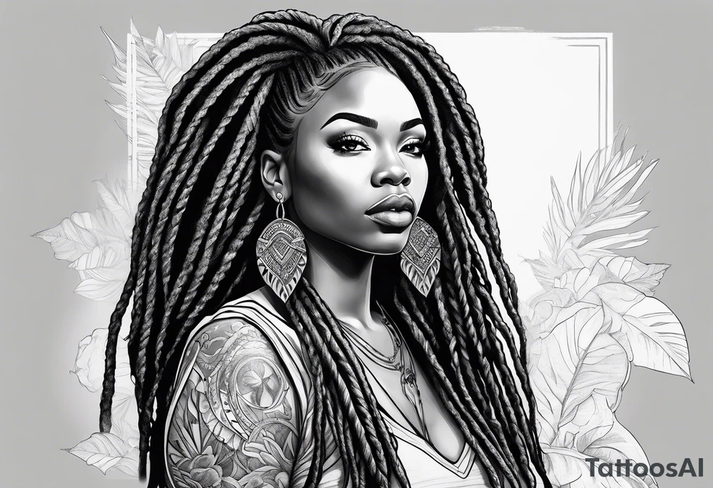 Black woman with locs tattoo idea