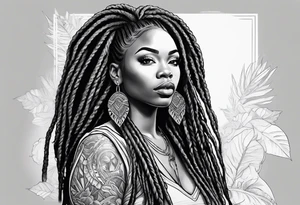 Black woman with locs tattoo idea