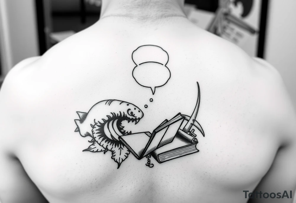 A black and white tattoo for someone who loves ocean, travel and books. Something unique. tattoo idea