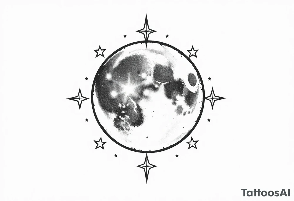 Moon and stars tattoo idea