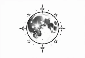Moon and stars tattoo idea