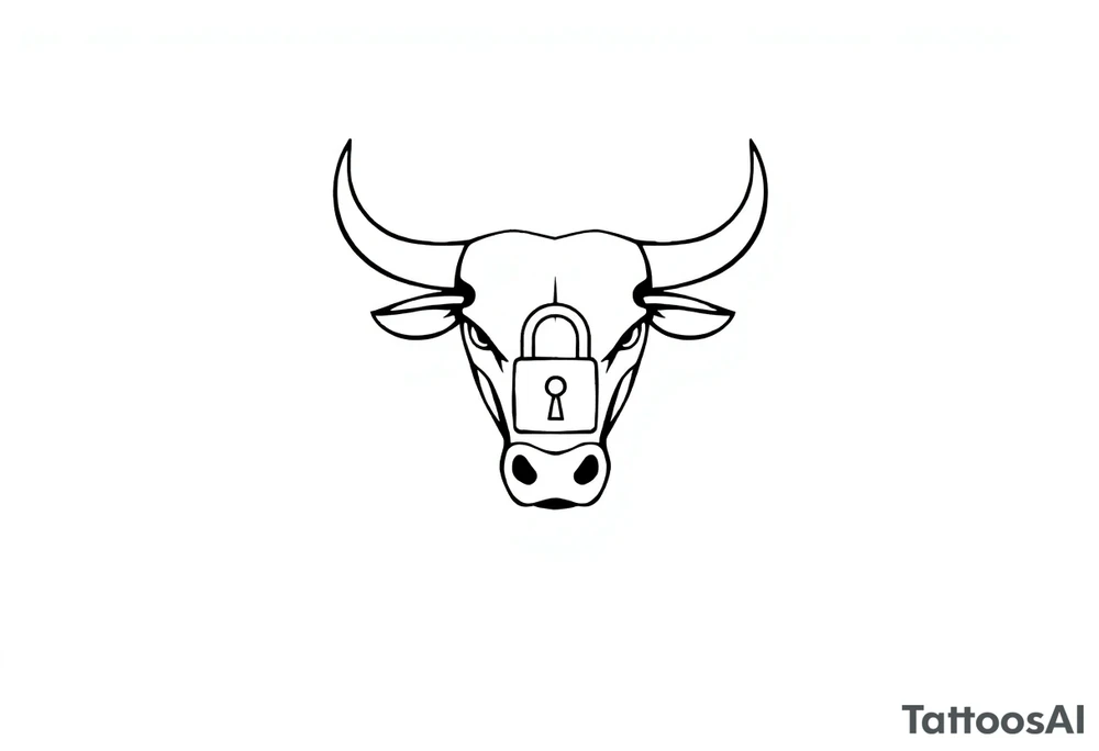 Bull symbol with lock symbol tattoo idea