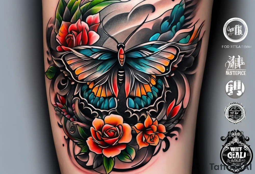 Full leg tattoo from hip to foot, straight tattoo idea