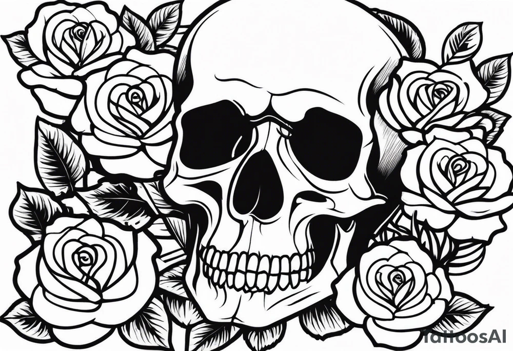 skull and roses tattoo idea