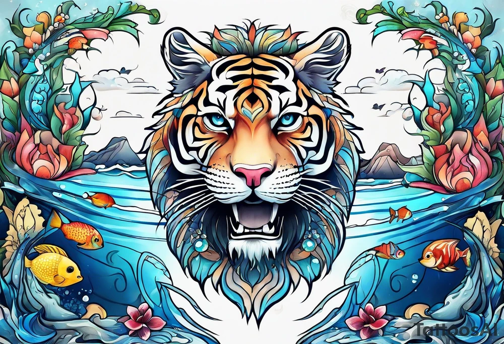 Animal cute , ocean tattoo idea