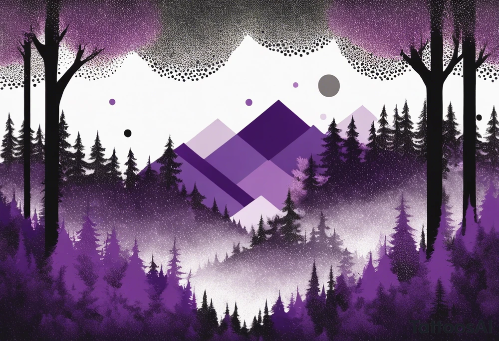 forest, purple and black tattoo idea