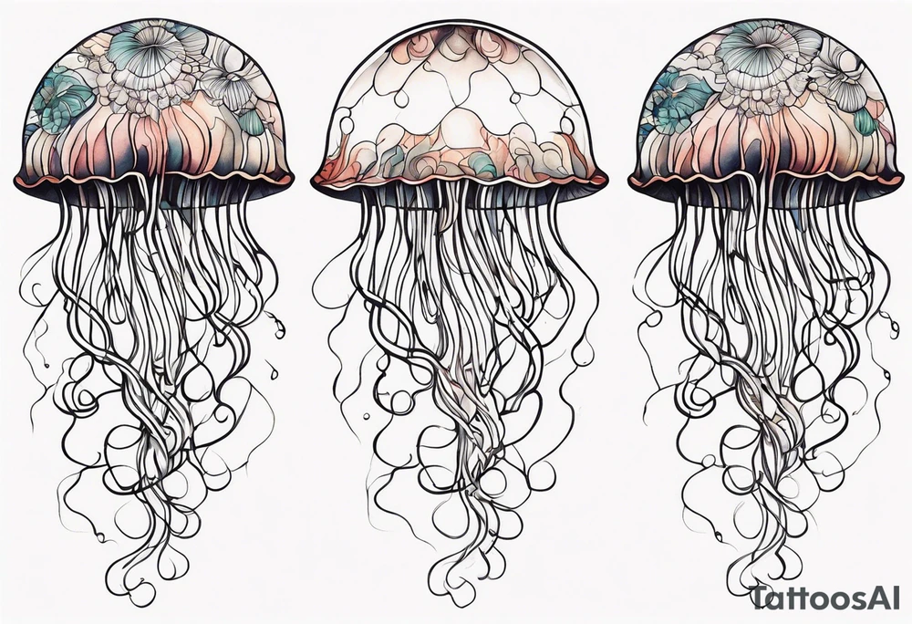 Delicate jellyfish long thin tattoo idea